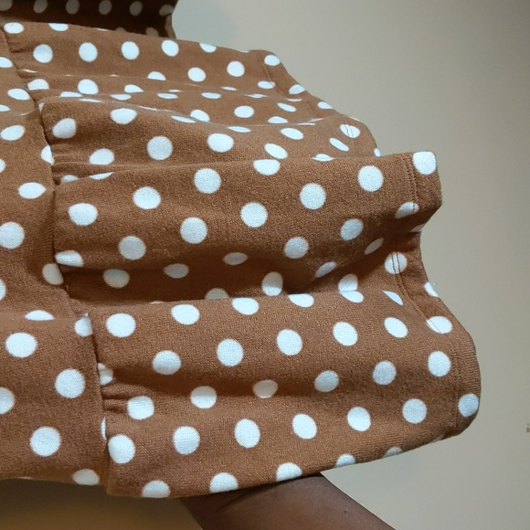 Joe Fresh Jillian| NWT Brown With White Polka Dots Long Sleeve Peplum Shirt - Picture 7 of 17